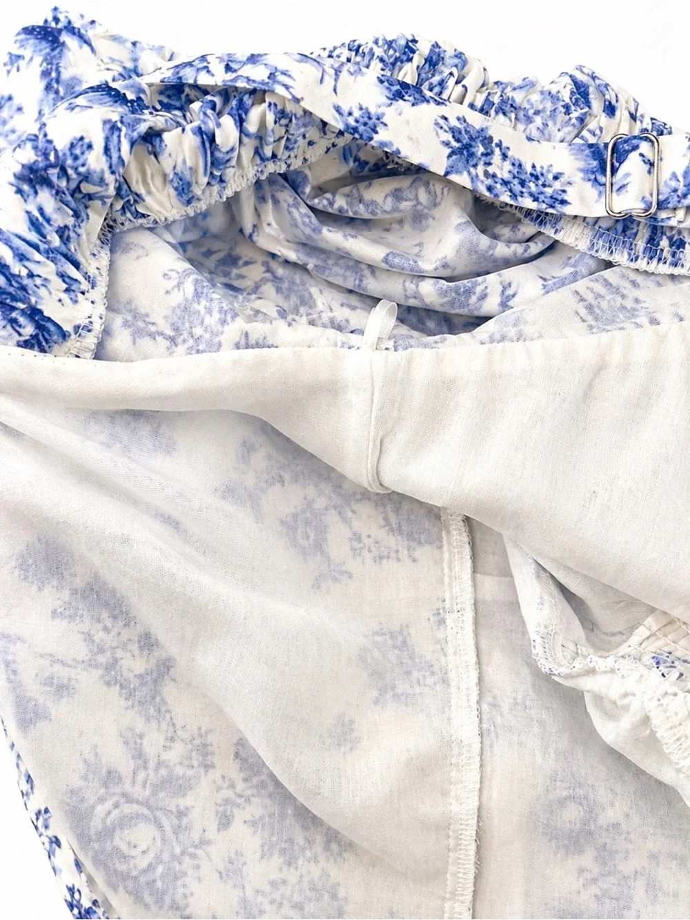 AQUA Boho Collection Blue Floral Off-Shoulder Maxi Cotton Dress - Picture 9 of 13
